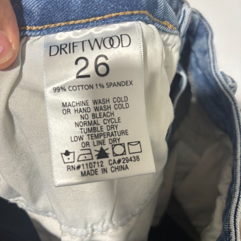 Driftwood Women's Colette Crop Jeans 26 Blue‎ Raw Hem Cuffed Floral Embroidered - Picture 7 of 8